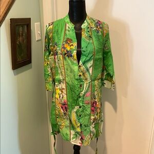 Floral Green Cotton Swim Coverup